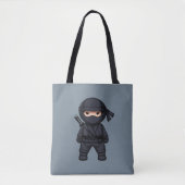 Tote Bag Petit guerrier ninja sur gris (Devant)