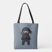 Tote Bag Petit guerrier ninja sur gris (Dos)