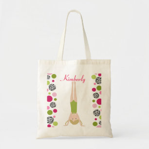Tote Bag Petit gymnaste en rose et vert