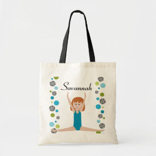 Tote Bag Petit gymnaste personnalisé dans l'Aqua et le ver