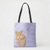 Tote Bag Petit Hamster mignon tenant une fleur (Devant)