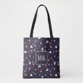 Tote Bag Petit lapin Lapin Motif Monogramme Initiales viole (Devant)