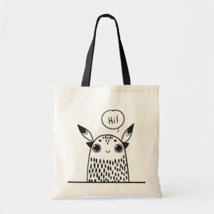 Tote Bag Petit Monstre mignon noir et blanc Illustré