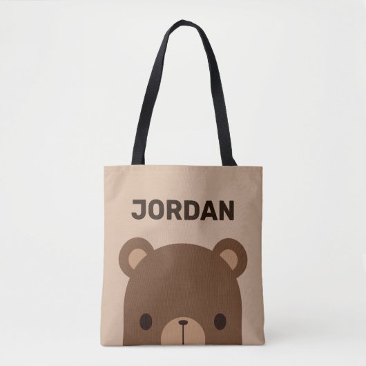 Tote Bag Petit ours Brown mignon avec nom personnalisé (Devant)