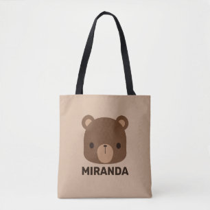 Tote Bag Petit ours Brown mignon avec nom personnalisé