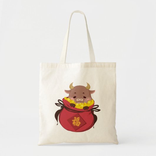 Tote Bag Petit Ox mignon donne les meilleurs voeux / Année (Devant)