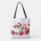 Tote Bag Petit Papillon Chien Noël Santa Hat (Dos)