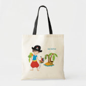 Tote Bag Petit petit pirate garçon avec trésor et perroquet (Devant)