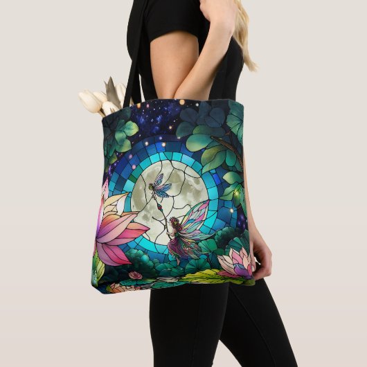 Tote Bag Petit vitrail de fée avec libellule (De près)