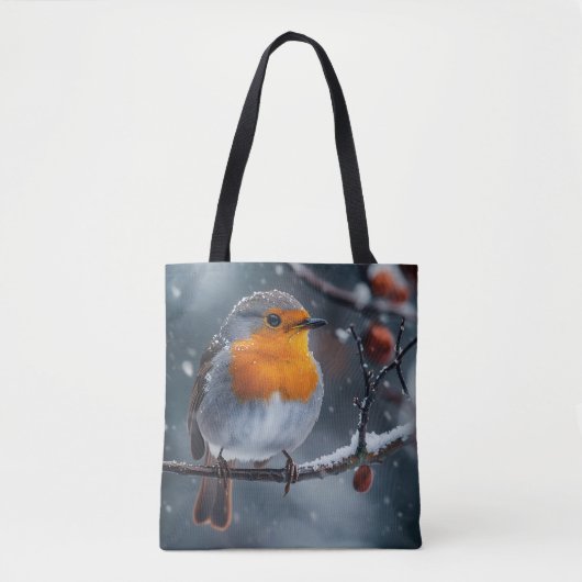 Tote Bag Petit voleur assis sur une branche en hiver (Devant)