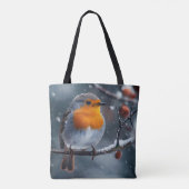 Tote Bag Petit voleur assis sur une branche en hiver (Dos)