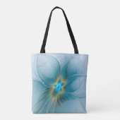 Tote Bag Petite Beauté Moderne Bleu Or Fractal Art Flower (Dos)