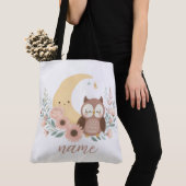 Tote Bag Petite chouette avec lune (De près)