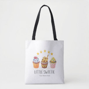 Tote Bag Petite douce Couleurs vives Aquarelle Cupcakes