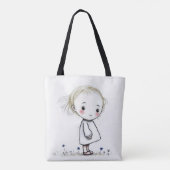 Tote Bag Petite Esquisse De Fille Avec Fleur sauvage (Dos)