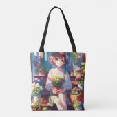 Tote Bag Petite fille Anime tenant un Plante (Dos)