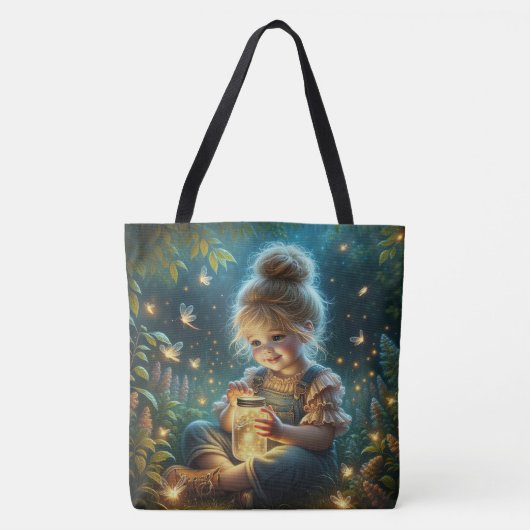 Tote Bag Petite Fille Avec Des Bugs Éclair (Devant)