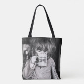 Tote Bag Petite fille boit du café (Dos)