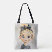 Tote Bag Petite fille mignonne avec de beaux yeux V1 (Dos)
