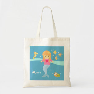 Tote Bag Petite fille mignonne de sirène sous les animaux