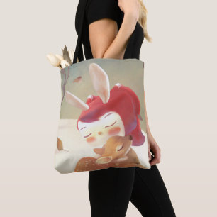 Tote Bag Petite fille qui serre des cerfs