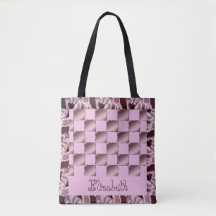 Tote Bag Petite fille Soie rose violet Carré Motif