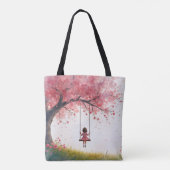 Tote Bag Petite fille sur une aile de cerisier (Dos)