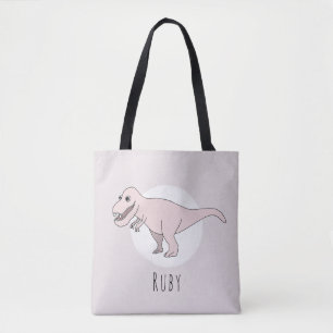 Tote Bag Petite fille T-Rex Dinosaur avec nom Deuil