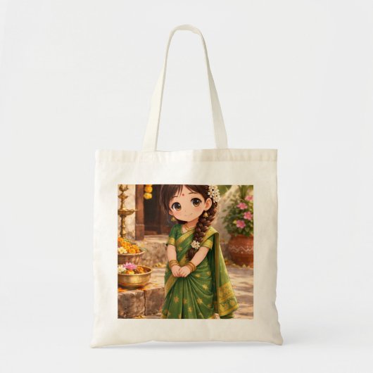 Tote Bag Petite Grâce en vert (Devant)