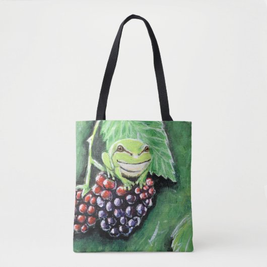 Tote Bag Petite grenouille d'arbre sur une peinture de Blac (Devant)