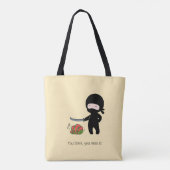Tote Bag Petite pastèque Ninja coupant 2 côtés Jaune (Dos)