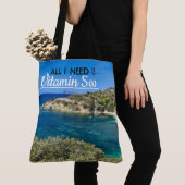 Tote Bag petite plage en Sardaigne avec eau turquoise (De près)