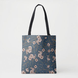 Tote Bag Petites fleurs bleu clair motif