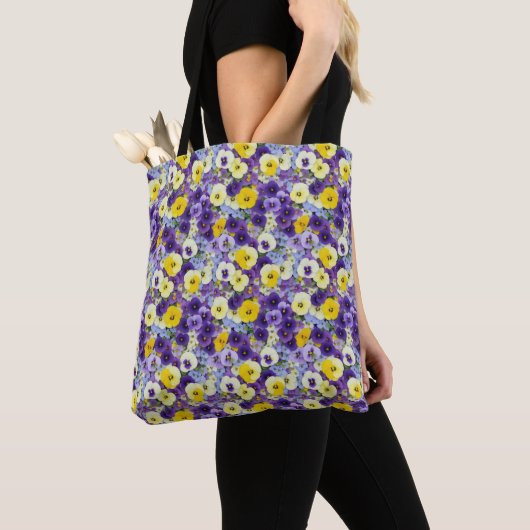 Tote Bag Petites panneaux violets et jaunes (De près)