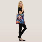 Tote Bag Petits Aliens Multi-Couleurs dans l'Espace (Sur le modèle)