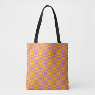 Tote Bag Petits coeurs d'échecs grille sans couture motif.