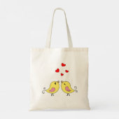 Tote Bag Petits oiseaux jaunes mignons avec Coeurs et Texte (Dos)