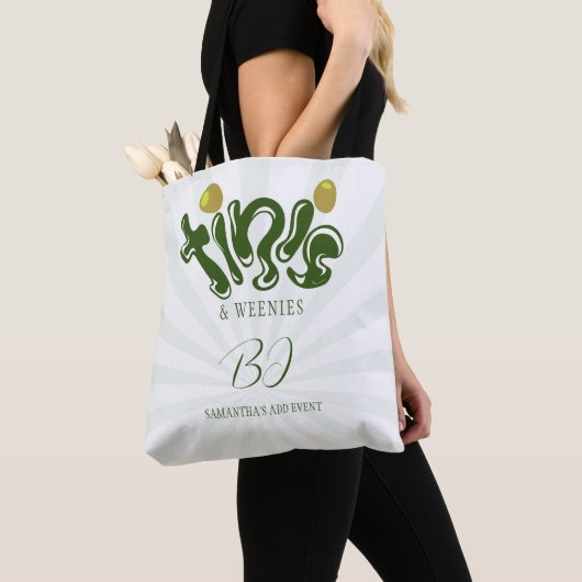 Tote Bag Petits pois verts et Tinis Fête d'anniversaire Mar (De près)