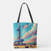 Tote Bag Pétrole Gaz Dragage Scène Bétail Et Drapeau (Dos)