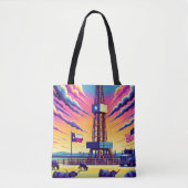 Tote Bag Pétrole Gaz Dragage Scène Bétail Et Drapeaux (Devant)