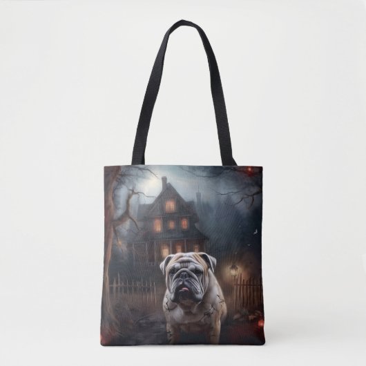 Tote Bag Peur d'Halloween Bulldog (Devant)