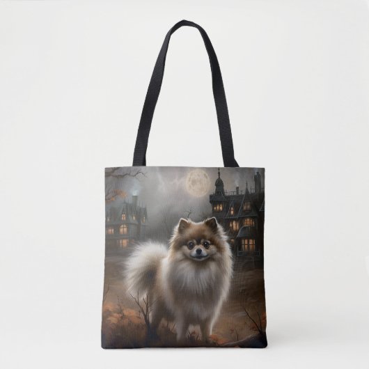 Tote Bag Peur d'Halloween de Poméranie (Devant)