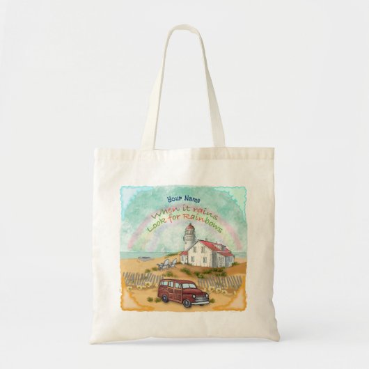 Tote Bag Phare Arc-en-ciel de plage (Devant)