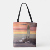 Tote Bag Phare Côtier Avec Ciel Rose Et Orange (Dos)