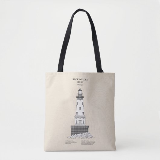 Tote Bag Phare de Rock of Ages - Michigan - SBD (Devant)