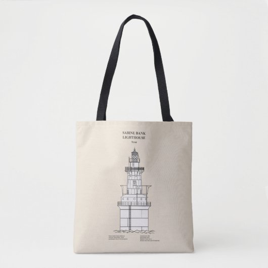 Tote Bag Phare de Sabine Bank - Texas - SBD (Devant)