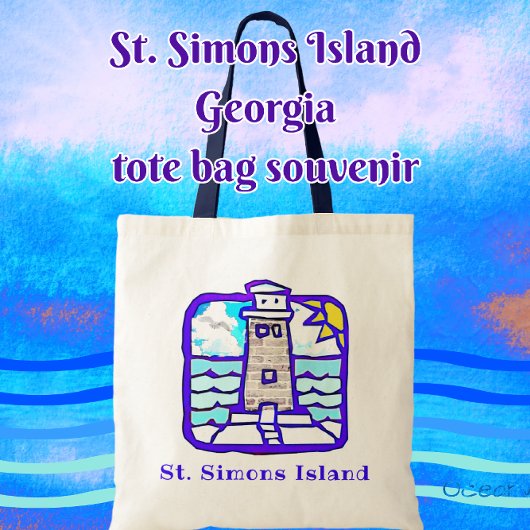 Tote Bag Phare de St Simons Island GA et vagues océaniques