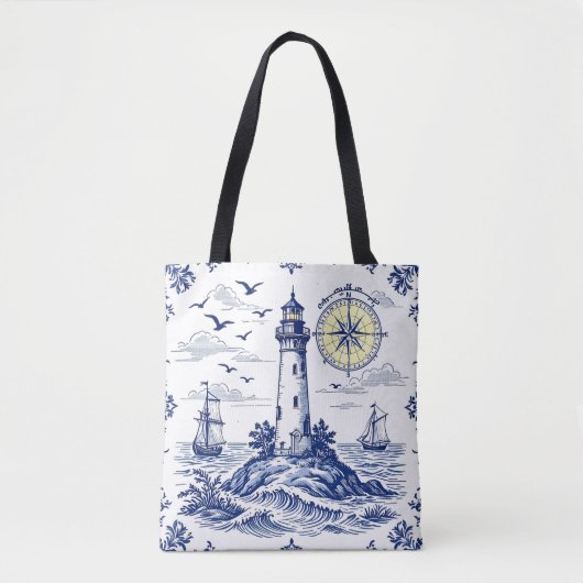 Tote Bag Phare et boussole (Devant)