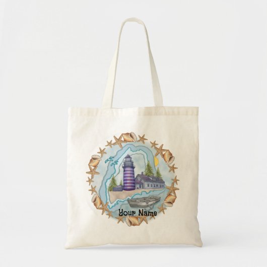 Tote Bag Phare Maine Shells (Devant)