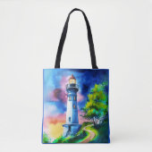 Tote Bag Phare sous un ciel étoilé (Devant)